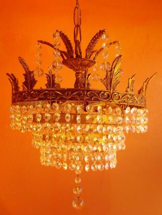 Small Antique Spanish Wedding Cake Brass Ceiling Chandelier