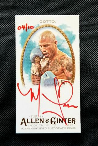 2017 Topps Allen And Ginter Mini Auto Red Ink Mamco Miguel Cotto 4/10 Sharp