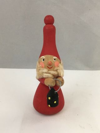 Vintage Handmade Santa Claus Figurine Christmas Tree Ornament 3 7/8”