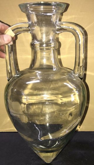 Large Heavy Vintage Hand Blown Tapered Glass Bottle