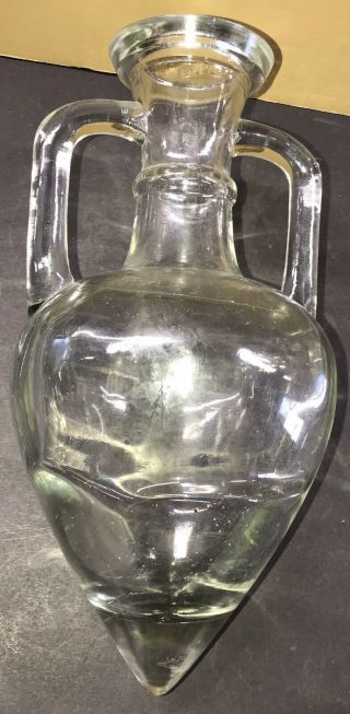 Large Heavy Vintage Hand Blown Tapered Glass Bottle 2