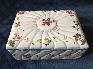Vintage Pv Italy Hand Painted Majolica Pottery Trinket Box
