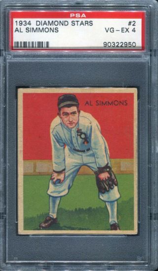 1934 Diamond Stars 2 Al Simmons Psa 4 (2950)
