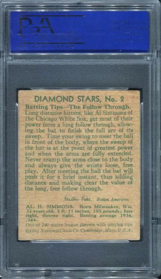 1934 DIAMOND STARS 2 AL SIMMONS PSA 4 (2950) 2