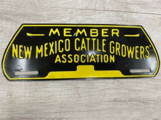 Vintage Mexico Member Cattle Growers Embossed License Topper Sign