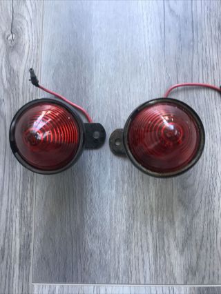 2 Vintage Signal - Stat 10m Red Beehive Light Marker Truck Motorcycle Rat Rod
