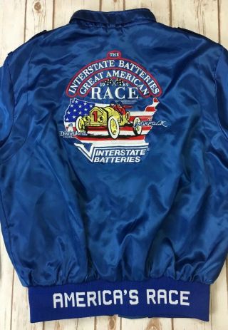 Vtg Disneyland Norfolk Interstate Batteries Great American Race Jacket Sz L 1989