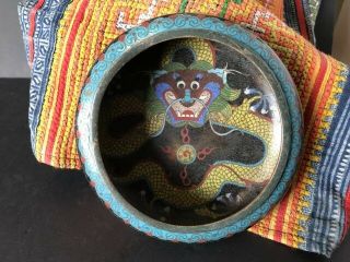 Old Chinese Cosamine Yellow Dragon Bronze / Brass Bowl …beautiful Display Piece.