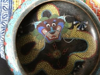 Old Chinese Cosamine Yellow Dragon Bronze / Brass Bowl …beautiful display piece. 2