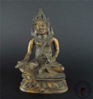 Large Antique Old Chinese Tibet Gilt Bronze Made Tibetan Buddha Statue