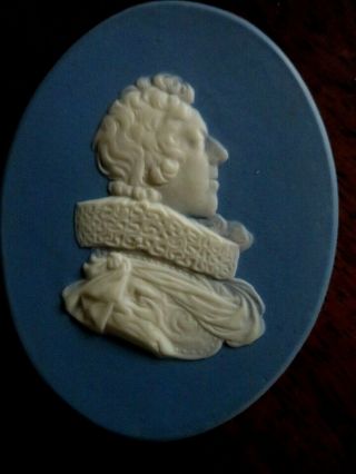 Antique 19thc Wedgwood Blue Jasperware Portrait Plaque Of French King Louis Xiii