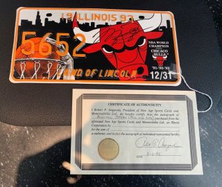 1993 Illinois License Plate Chicago Bulls Michael Jordan Autographed 5652