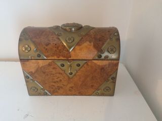 Stunning 19thc Antique Burr Walnut Brass Mounted Stationery Box C1860 With Key