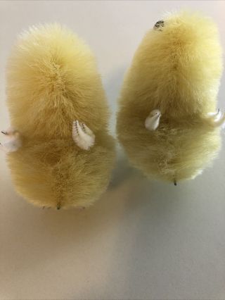 Two Vintage Chenille CHICKS Yellow Easter Chickens Large 3 “ 3