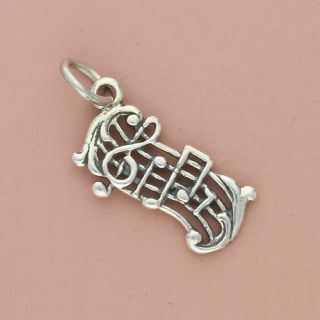 Blushed Sterling Silver Vintage Musical Notes Treble Clef Charm