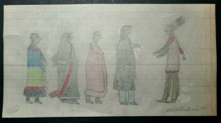 Indian School Ledger Drawing.  Will Yellowhand.  1917.