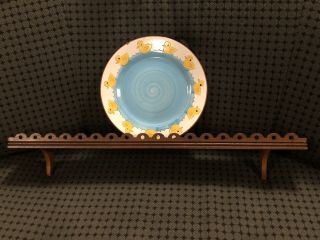 Vtg Antique 24.  5 " Long Wooden Plate Display Rack Shelf Holder W/ Gingerbread Tri