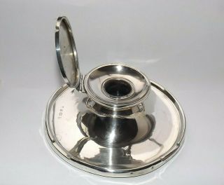 ANTIQUE EDWARDIAN LARGE SOLID SILVER INKWELL,  CAPSTAN,  BIRMINGHAM 1910 2