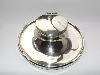 ANTIQUE EDWARDIAN LARGE SOLID SILVER INKWELL,  CAPSTAN,  BIRMINGHAM 1910 3