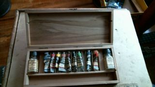 Weber Artist Oil Color Paint Set,  Dovetail Box Antique Vintage Old Supplies