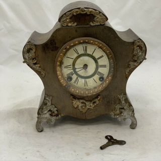 Antique 1882 Ansonia Clock Co.  Cast Iron Rustic Mantle Clock Parts
