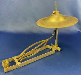 Antique Vintage Walberg & Auge (probably) Low Boy Pedal With Cymbals Pre - Hi Hat