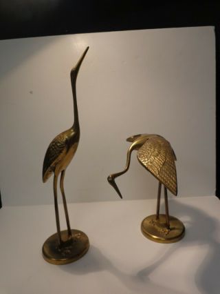 Large Solid Brass Mid - Century,  Vintage,  Heron/crane Statues