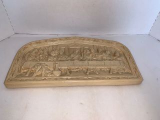 Vintage The Last Supper Chalkware Wall Plaque Relief Wall Hanging 15 1/2”
