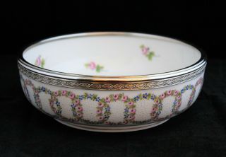 Antique Sevres Style Porcelain Bowl Hand Painted Sterling Silver Minerva Rim