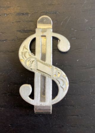 Vintage Sterling Silver Dollar Sign Money Clip 8.  4g