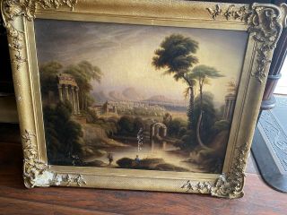 Antique Oil Painting On Canvas By John Davenport Bromfield 1842 Comes Framed