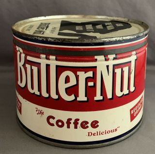 Vintage Butter - Nut Coffee Tin Can Empty One Pound Lid Omaha Nebraska