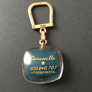 Rare Porte Clé Bourbon Air France Jet Caravelle Boeing 707 Vintage Key Ring