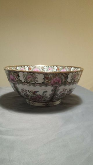 Antique Chinese Export Canton Famille Rose Medallion Punch Bowl Large