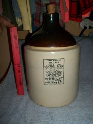 1895 - 1910 Whiskey Jug 2 Gal Sylvan Glen Jacksonville Fl Pottery Stoneware 2