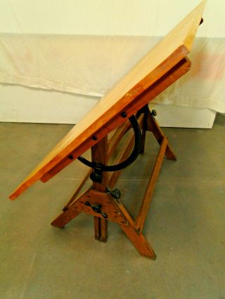 Vintage Hamilton Adjustable Wood Drafting Table.  36 " X 60 "
