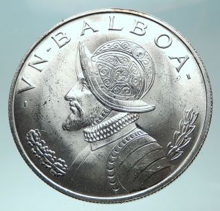 1966 Panama Large Silver Conquistador Antique Silver Balboa Coin I82295