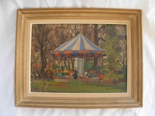 Antique French Framed Oil Painting On Cardboard,  Signed,  Early 20th Century.
