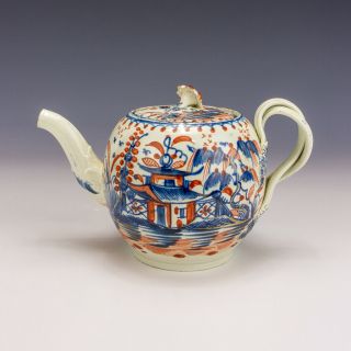 Antique Leeds Creamware - Oriental Inspired Teapot - Unusual