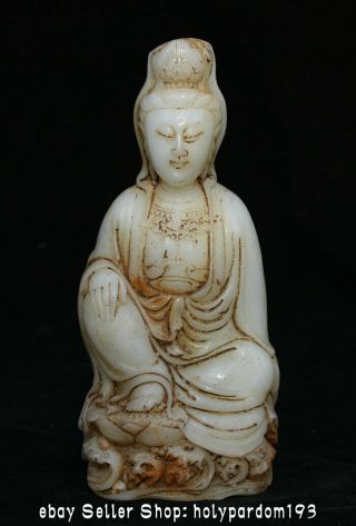 7 " Old Chinese White Jade Carving Kwan - Yin Guan Yin Goddess Statue Sculpture