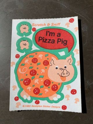 Sandylion Scratch And Sniff Stickers Vintage Pizza Pig 1983 Rare