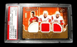 2003 - 04 Spx Ff - Hyz Gordie Howe/yzerman/zetterberg Detroit Red Wings Psa 8.  5