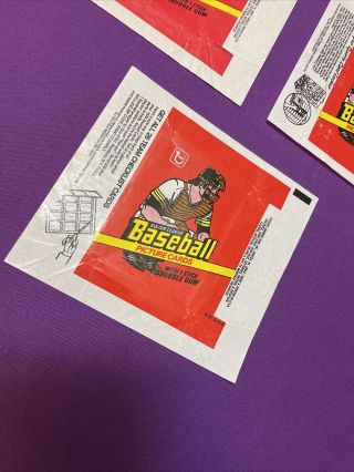 1978 Topps Baseball Card Wax Wrappers.  Set Of 3 Different Vintage Ex - Nrmt 3