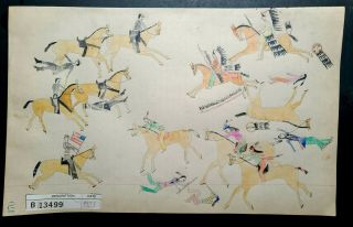 Ledger Drawing.  Indian Calvary Battel.  Early 1900s.