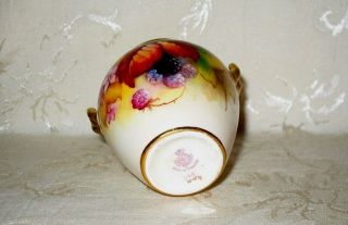 Antique Royal Worcester Vase with Hand Painted Fruit and Gold Collar and Handles 2