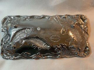 Vintage 2001 Arthur Court Fish Bread Tray Aluminum 6” x 12” 2