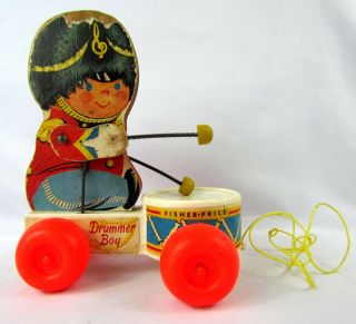 Vintage Fisher Price 634 Drummer Boy 1967 Pull Toy With String