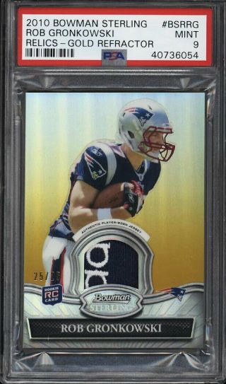 2010 Bowman Sterling Gold Refractor Rob Gronkowski Rookie Patch /25 Psa 9 (pop 2