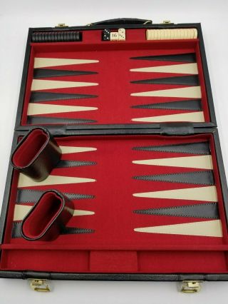 Vintage Skor - Mor Backgammon Game Black Faux Leather Case 15 X 20 Briefcase Style