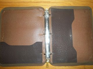 Vintage 1935 pebbled leather zippered 3 - ring Portfolio Notebook pockets 13 